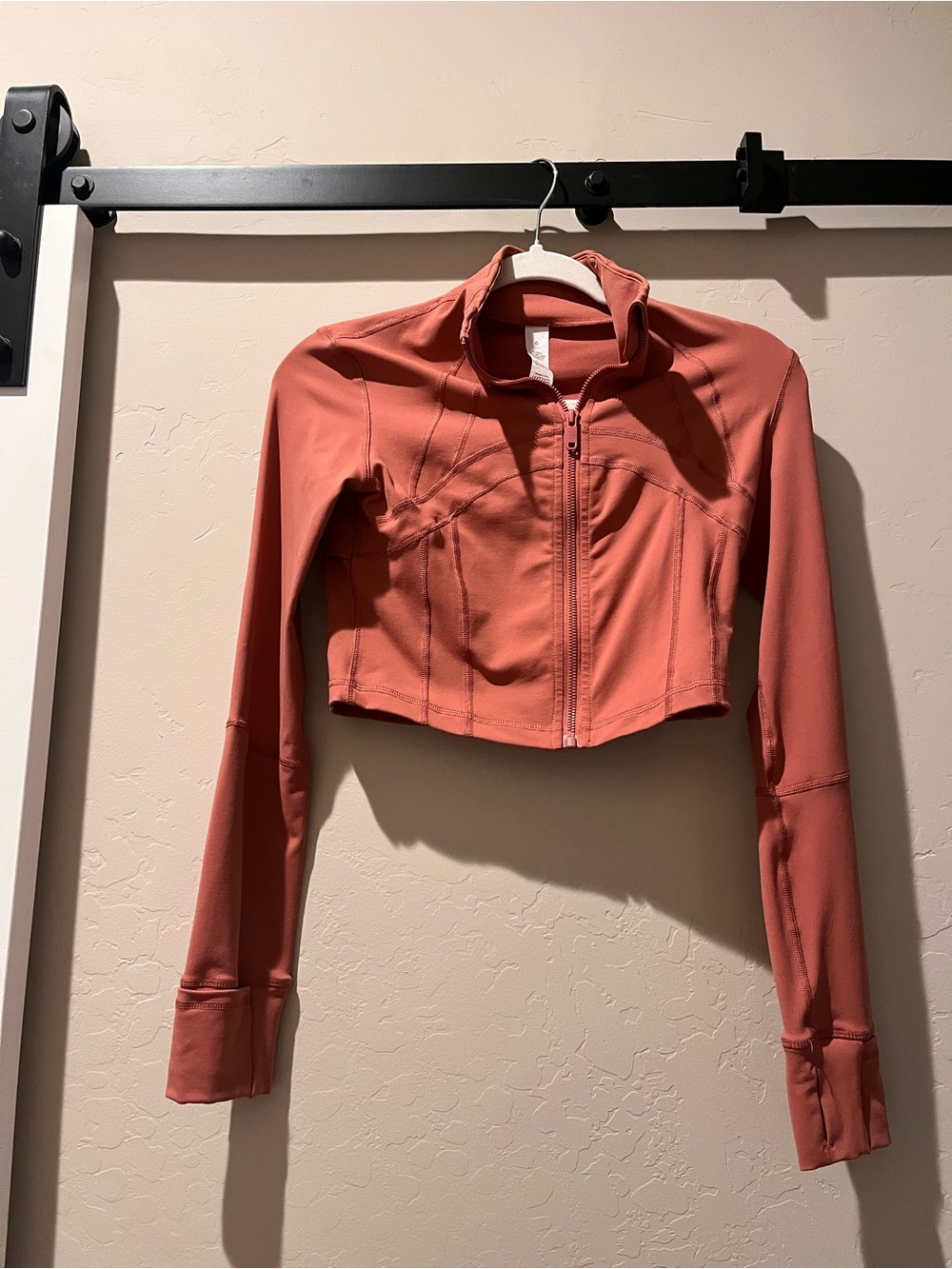 Cropped Zip-Front Bomber Jacket in Dusty Coral